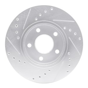 Chevrolet Malibu Brake Rotor (1) - Front Right - R1 Concepts - Drilled & Slotted - Silver - `04-`08